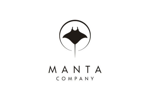 Black Manta Ray Fish Sea Life Logo Design