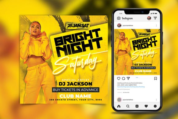 Elevating Event Promotion with the Bright Night Saturday Party Club Flyer