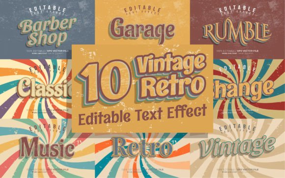 Evaluating the Vintage Retro Style Editable Text Effect for Modern Design Workflows