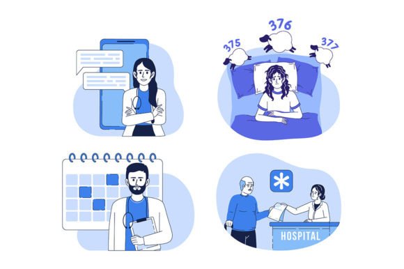 Healthcare Flat Illustration Set: A Creative Resource for Web Design and Digital Projects