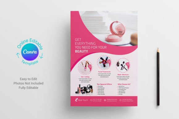 Modern Beauty Salon Flyer Design for Canva