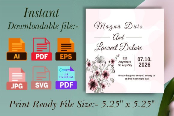 Watercolor Floral Wedding Ceremony Card